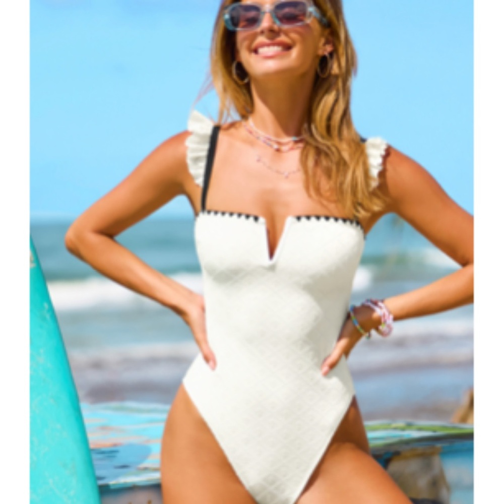 Cupshe White Ruffle One-Piece Swimsuit
